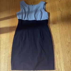 A gray and black work dress.